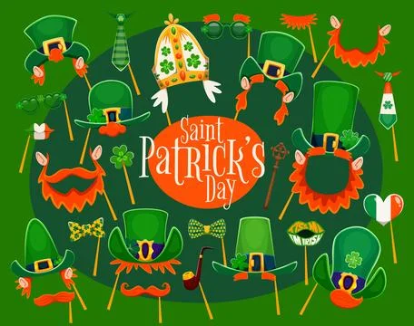 Funny St Patrick day leprechaun kids photo booth Stock Illustration