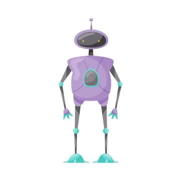 Funny Standing Humanoid or Robot with Antenna as Artificial Intelligence Vector Stock Illustration