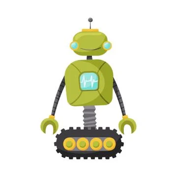 Funny Standing Humanoid or Robot with Antenna as Artificial Intelligence Vector Stock Illustration