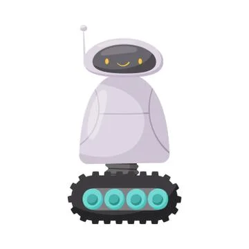 Funny Standing Humanoid or Robot with Antenna as Artificial Intelligence Vector Stock Illustration