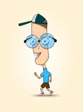 Funny Sticker Boy, Illustration Vector Stock Illustration