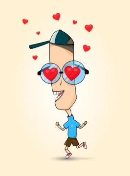 Funny Sticker Boy, Illustration Vector 스톡 일러스트