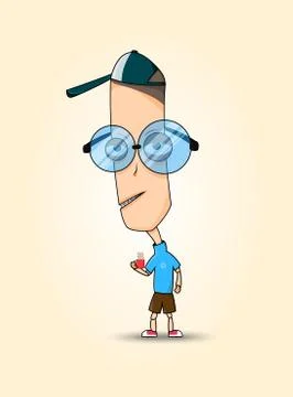Funny Sticker Boy, Illustration Vector Stock Illustration