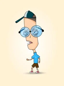 Funny Sticker Boy, Illustration Vector Stock Illustration
