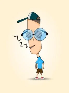 Funny Sticker Boy, Illustration Vector Stock Illustration