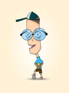 Funny Sticker Boy, Illustration Vector 스톡 일러스트