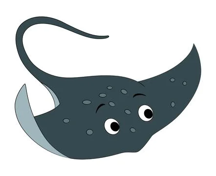 Funny stingray fish on white background Stock Illustration