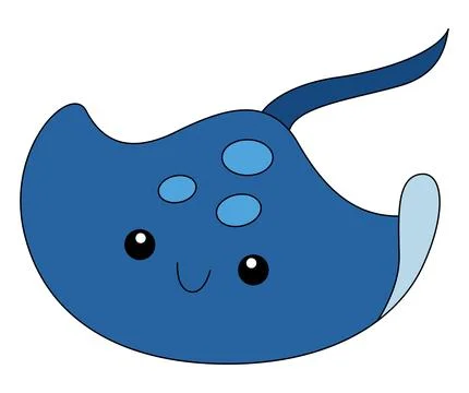 Funny stingray fish on white background Stock Illustration
