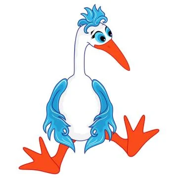 Funny stork sitting Stock Illustration