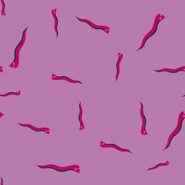 Funny style animal seamless pattern with bright pink random snakes print. Pas Illustrazione stock