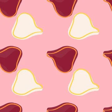 Funny style seamless pattern with white and red figs silhouettes print. Pink  Stock Illustration