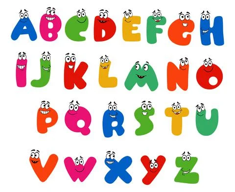 Funny Stylized Cartoon alphabets theme font vector image Stock Illustration