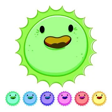 Funny sun character cartoon vector graphic Stock Illustration