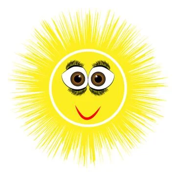 Funny sun isolated on white background Stock Illustration