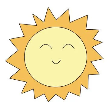 Funny sun isolated on a white background Stock Illustration