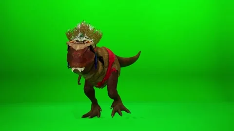 Funny T-Rex Dance on Chroma Key Background Stock Footage 321385869