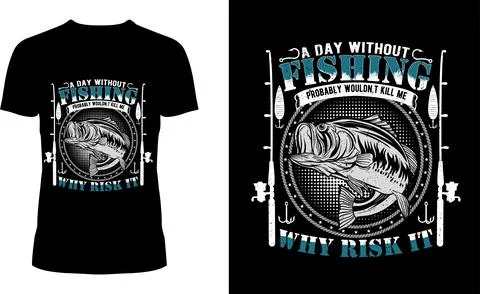 Funny T-Shirt Design with Hooked Fish, Rods, and Circular Net Graphic Stock Illustration