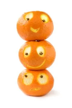 Funny tangerines Stock Photos