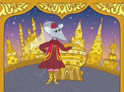 Funny Tatar Muslim Mouse Vector Sketc Illustration Stock Illustration