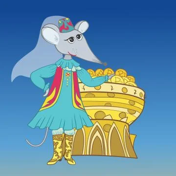 Funny Tatar Muslim Mouse Vector Sketc Illustration Stock Illustration