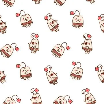 Funny tea bag. Seamless pattern. Stock Illustration