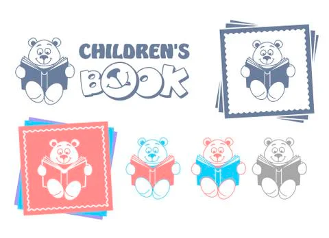 Funny teddy bear reading a book Stock Illustration