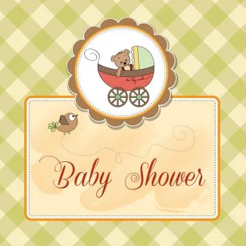 Funny teddy bear in stroller Stock Illustration