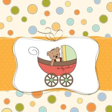 Funny teddy bear in stroller Stock Illustration