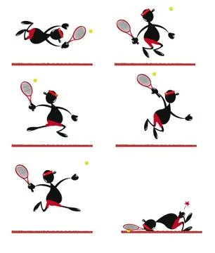 Funny tennis player Illustrazione stock
