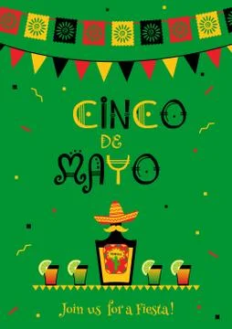 Funny tequila cinco de mayo fiesta card invitation Stock Illustration