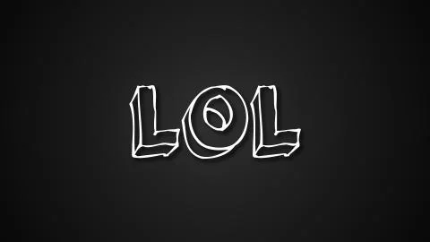 Funny text Lol with frame like worms, 3d render background, computer generated Illustrazione stock