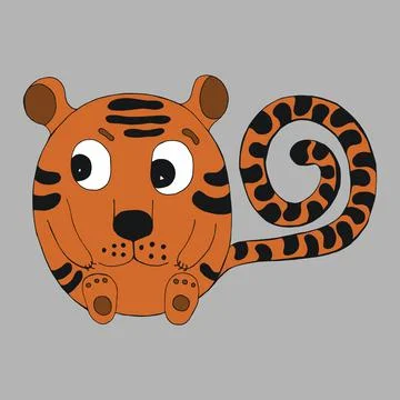 Funny tiger. Vector character in cartoon style. Hand drawn in doodle style Stock Illustration