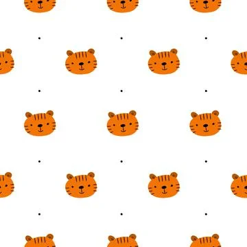 Funny Tigers. Abstract seamless pattern background Stock Illustration