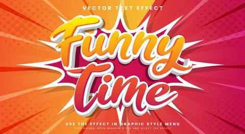 Funny Time comic Style 3d editable text effect 库存插图
