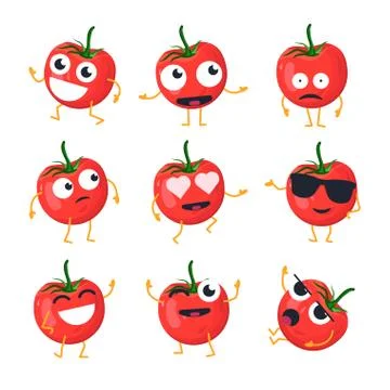Funny tomato - vector isolated cartoon emoticons Stock Illustration