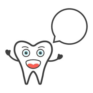Funny tooth character with speech bubble Stock Illustration