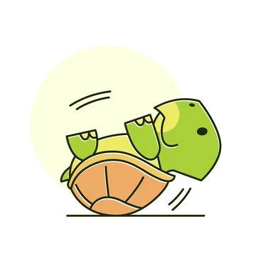Funny Tortoise Turtle Upside Down Exotic Reptile Cartoon Stock Illustration