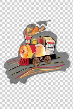 A funny train created from different textured shapes imitating newspaper sc.. Stock Illustration