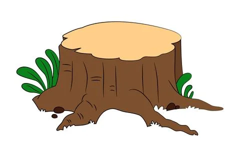 Funny tree with roots on white background Stock Illustration