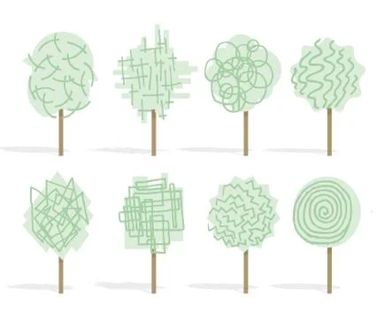Funny tree set Stock Illustration