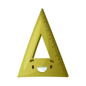 Funny Triangular Ruler as School Item with Smiling Face as Cartoon Education Stock Illustration