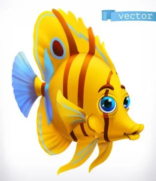 Funny tropical fish. 3d vector icon Stock Illustration