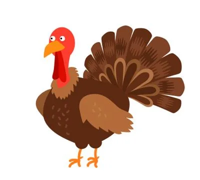 Funny turkey icon in cartoon style. flat vector illustration Stock Illustration