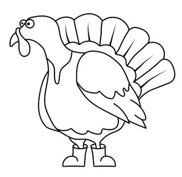 Funny turkey in a linear style for coloring. Children games. Children drawing Illustrazione stock
