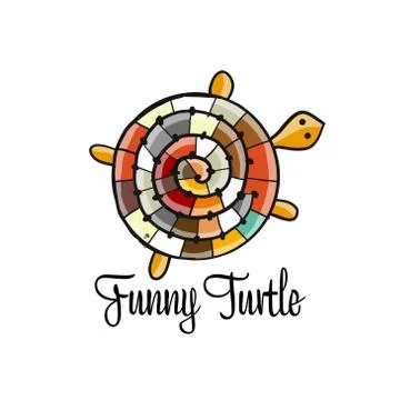 Funny Turtle logo, sketch for your design Stockillustratie