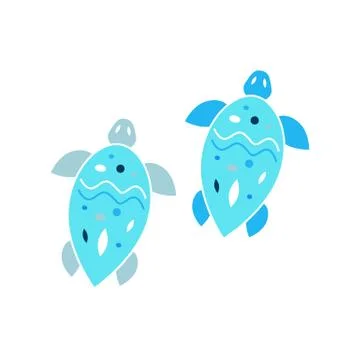 Funny turtles pattern. Vector blue grey and white abstract sea illustration Stock Illustration