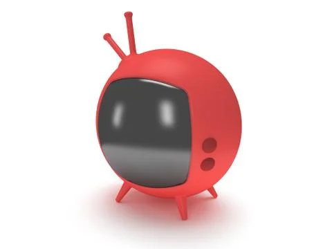 Funny TV with antenna. 3d render. Isolated. Stock Illustration