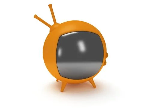 Funny TV with antenna. 3d render. Isolated. Stock Illustration