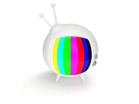Funny TV with antenna. 3d render. Isolated. Illustrazione stock