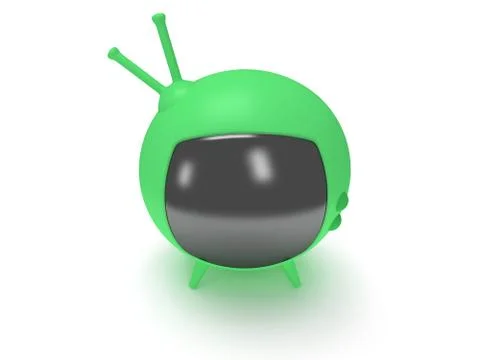 Funny TV with antenna. 3d render. Isolated. Stock Illustration